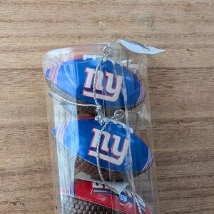 NY Giants Mini Football Ornament 4-Pack
